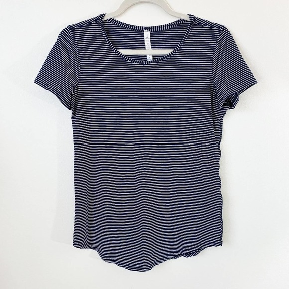 lululemon athletica Tops - Lululemon Black & White Short Sleeve Striped T-Shirt Crew Neck Pima Cotton Blend
